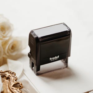 May include: A black self-inking stamp with a clear plastic base. The stamp has the text "trodat printy 4613" printed on it.