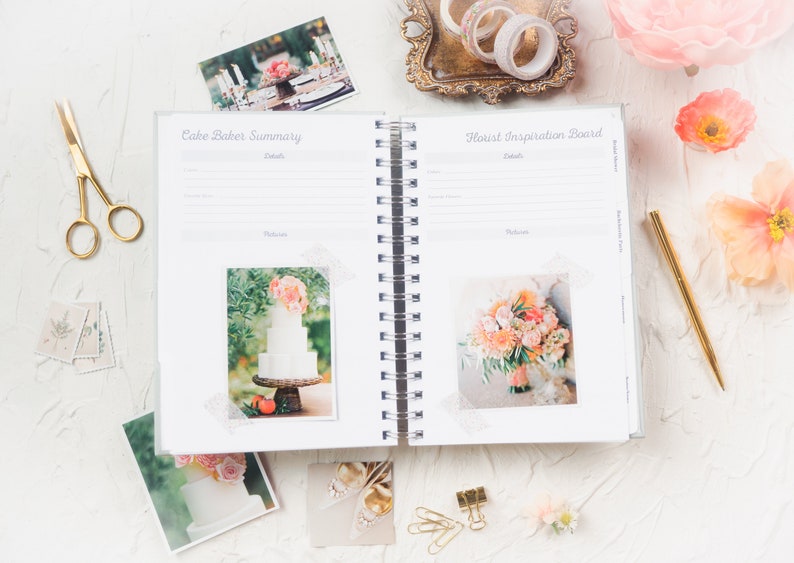 Minimalist Wedding Planner, Personalized Wedding Planning Book, Custom Gold Foil Bridal Shower Gift, Bridal Shower Gift for Bride Ruby image 2