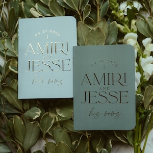 Wedding Vow Books, Modern Personalized Vow Booklets, Real Gold Foil & Green Vow Books, Luxury Vow Books, His Her Vow Books, Set of 2 #Amiri