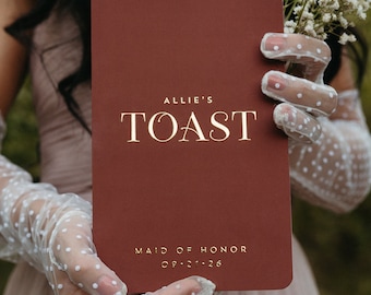 Hochzeits-Toastbüchlein, Hochzeits-Toast-Booklet, Hochzeits-Toast-Booklet, Trauzeugin-Rede, personalisiertes Redebuch in Echtgoldfolie - Cora