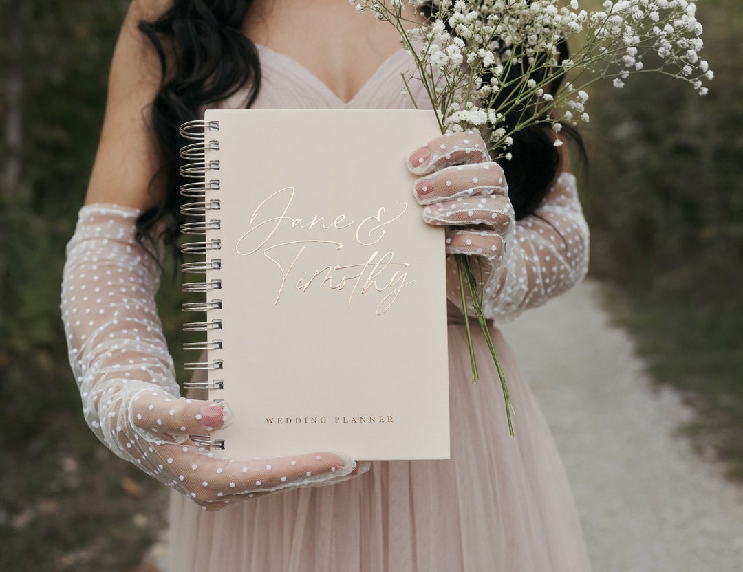 Planificador de bodas personalizado, libro beige para planificar