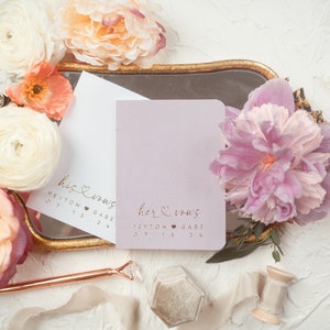 Blush Pink Wedding Vow Booklets Set, Personalized Vow Books, His and Her Modern Vows, Custom Vows, Gold Foil, Peyton