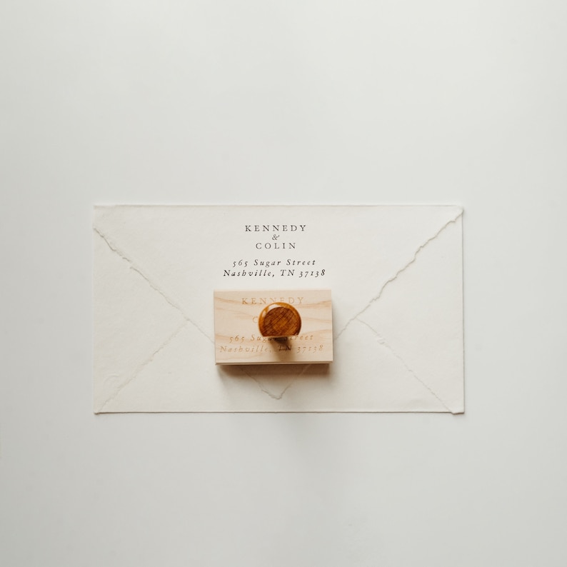 Minimalist Return Address Stamp, Personalized Address Stamper, Housewarming Gift, Eco Maple Wood Stamp OR Self Inking Stamp image 1