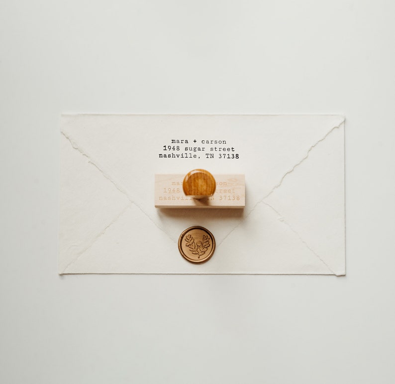Minimalist Return Address Stamp, Personalized Self Inking or Rubber Stamp, Typewriter Wedding Stamp, Simple Custom Return Address Stamp image 1