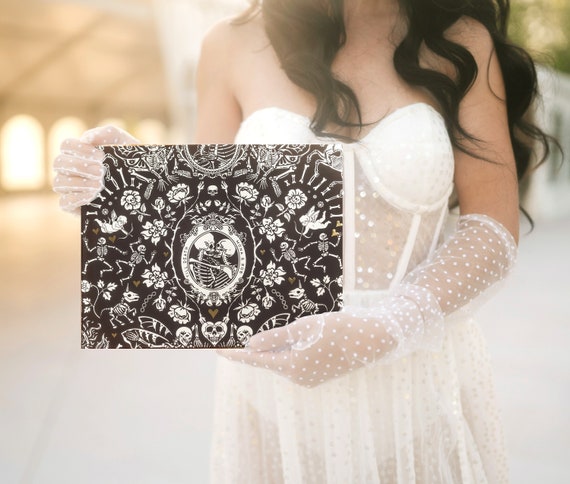 Till Death Wedding Guest Book, Gothic Wedding Hardcover Photo Album, Halloween Wedding, Gold Foil, Anniversary Album, Sign In Book