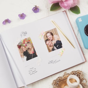 Modern Wedding Guest Book, Minimalist Wedding Hardcover Photo Album in Gray, Rose Gold Foil, Anniversary Album, Sign In Book Luna image 5