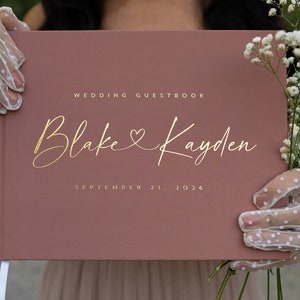 Rustic Guestbook, Modern Wedding Guest Book, Photo Book for Polaroids, Gold Foil Hardcover Wedding Album, Keepsake Book, Terracotta Blake image 1