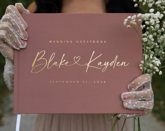 Rustic Guestbook, Modern Wedding Guest Book, Photo Book for Instant Photos, Gold Foil Hardcover Wedding Album, Keepsake, Terracotta #Blake