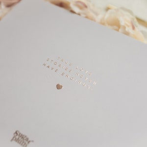 Modern Wedding Guest Book, Minimalist Wedding Hardcover Photo Album in Gray, Rose Gold Foil, Anniversary Album, Sign In Book Luna image 4