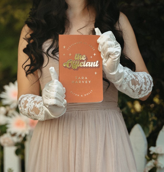 Wedding Officiant Lined Book, Retro Wedding, Personalized Officiant Proposal, Wedding Day Pastor Host Gifts, Lined Notebook #Dolly