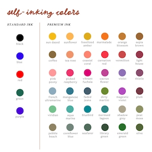 Peut inclure: Un tableau montrant deux colonnes de couleurs d'encre, &eacute;tiquet&eacute;es "Standard Ink" et "Premium Ink". Le tableau montre 36 couleurs diff&eacute;rentes, avec les noms de chaque couleur list&eacute;s sous les &eacute;chantillons de couleur.