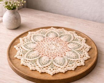 Crochet Pattern, Wall Hanging for Door, Table or Tray, 13 Inch Lace Mandala, Easy step by step.