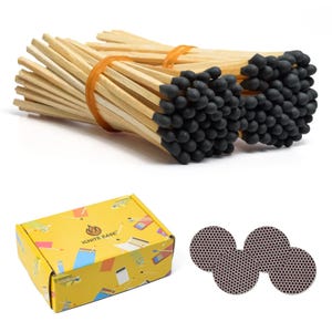 Black Safety Matches: 4-Inch Long Reach, 100-Stick Bulk Pack