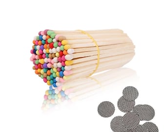 Rainbow Safety Matches: 4-Inch Colorful Wooden Sticks with Striker