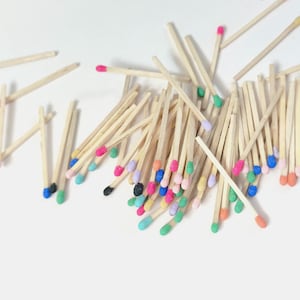 Rainbow Matches: 100 Pack Colorful Wooden Safety Matches with Strikers