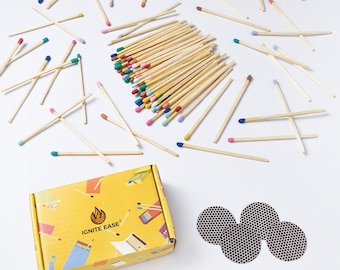 Rainbow Safety Matches: 100 Count 4-Inch Colorful Candle Matches with Striker,Box By IGNITE EASE