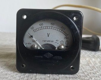 Vintage Soviet Voltmeter, USSR Voltmeter, Soviet Electronics, Industrial decor, Steampunk Supply, Soviet era
