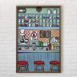 Diner Illustrated Art Print, Perfect Housewarming, Birthday, or Holiday Gift!