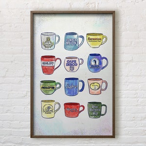 Mugs of The Office - Illustrated Art Print - Perfect Housewarming, Birthday, or Holiday Gift!