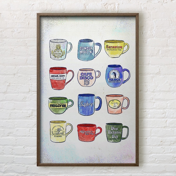 The Office Mugs Art Print – Illustrated TV Show Art