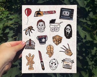 Icone classiche dei film horror - Stampa artistica illustrata 8x10