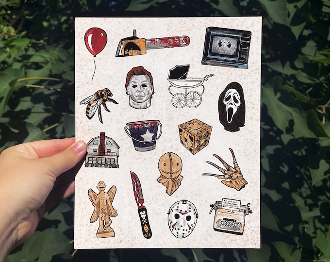Classic Horror Movie Icons - 8x10 Illustrated Art Print