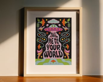 Retro Spaceship Art Print - 8x10 Pop Home Decor