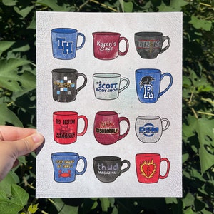 Mugs of One Tree Hill - Illustrated Art Print - Perfect Housewarming, Birthday, or Holiday Gift!