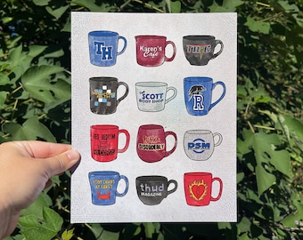 One Tree Hill Mugs Art Print - TV Show Inspired Illustration