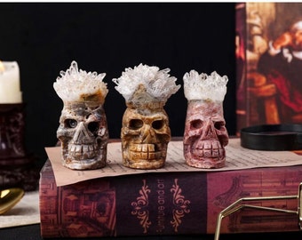 Ethically Sourced Clear Quartz crystal Totem Specimen skulls