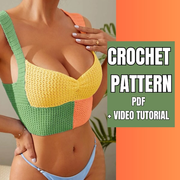 Crochet Summer Top Pattern, DIY Pattern Summer, Crop Top Pattern, Crochet Bralette Pattern, Beginner Crochet Top Pattern