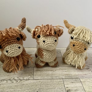 Highland Kühe 3 in 1 häkeln, Amigurumi Häkelanleitungen, Stier Kuh