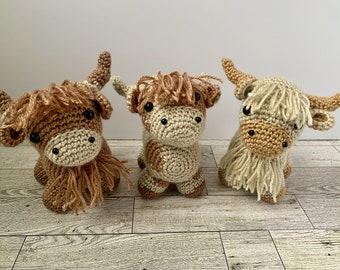 Highland Cows 3 in 1 Crochet,  Amigurumi Crochet Patterns, Bull Cow