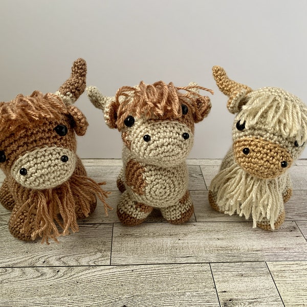 Vacas Highland 3 en 1 Crochet, Patrones Amigurumi Crochet, Vaca Toro