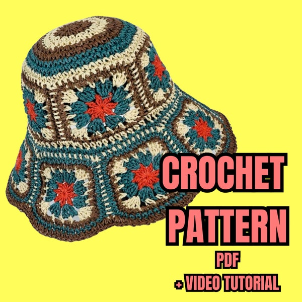 Crochet Bucket Hat Pattern, DIY Summer Hat Pattern, Beach Hat Pattern, Crochet Hat Pattern, Beginner Crochet Hat Pattern