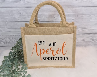 Jute Mini Gift Bag Geschenkverpackung personalisierbar Aperol Lillet