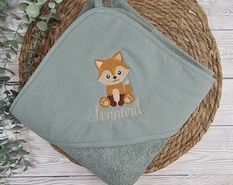 Baby Badetuch  Kapuzenbadetuch 100x100 cm  Fuchs  Personalisiert