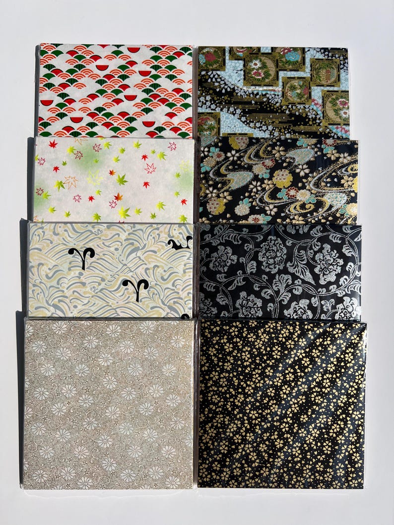 Papier origami Yuzen Chiyogami Washi : motifs assortis 6 x 6 po (40 feuilles) image 9