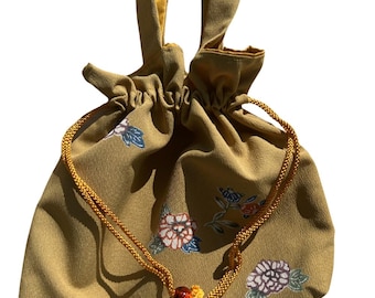 Kimono Kinchaku Bag: Japanese Drawstring Wristlet Pouch - Etsy