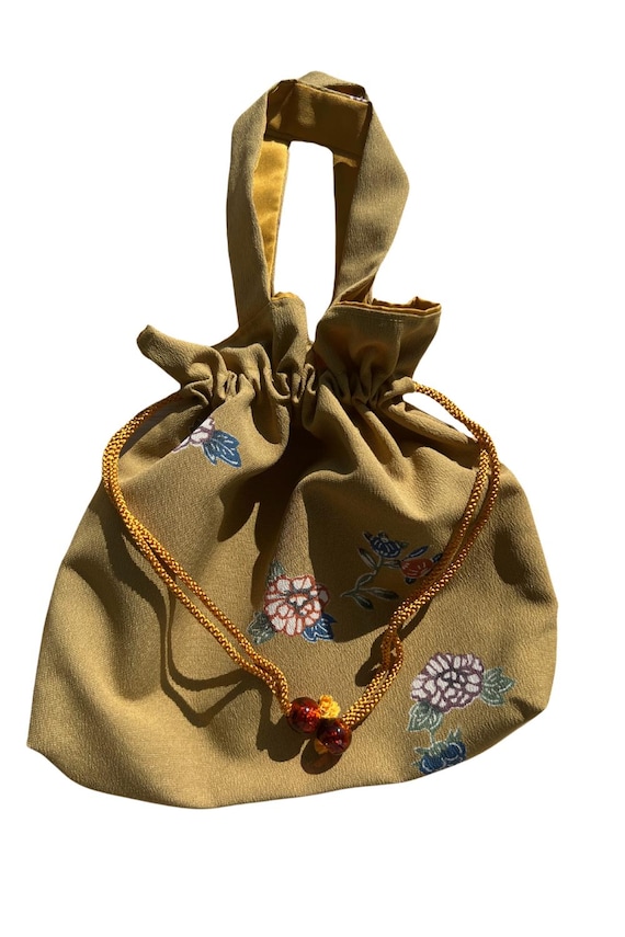 Kimono Kinchaku Bag: Japanese Drawstring Wristlet Pouch - Etsy