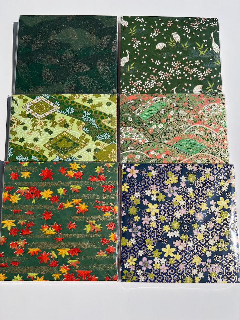 Papier origami Yuzen Chiyogami Washi : motifs assortis 6 x 6 po (40 feuilles) image 7