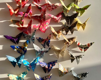 5 or 10 Pieces of Medium Origami Butterflies with Japanese Yuzen Washi, handcrafted decor, home decor accents, paper arts, wedding gifts