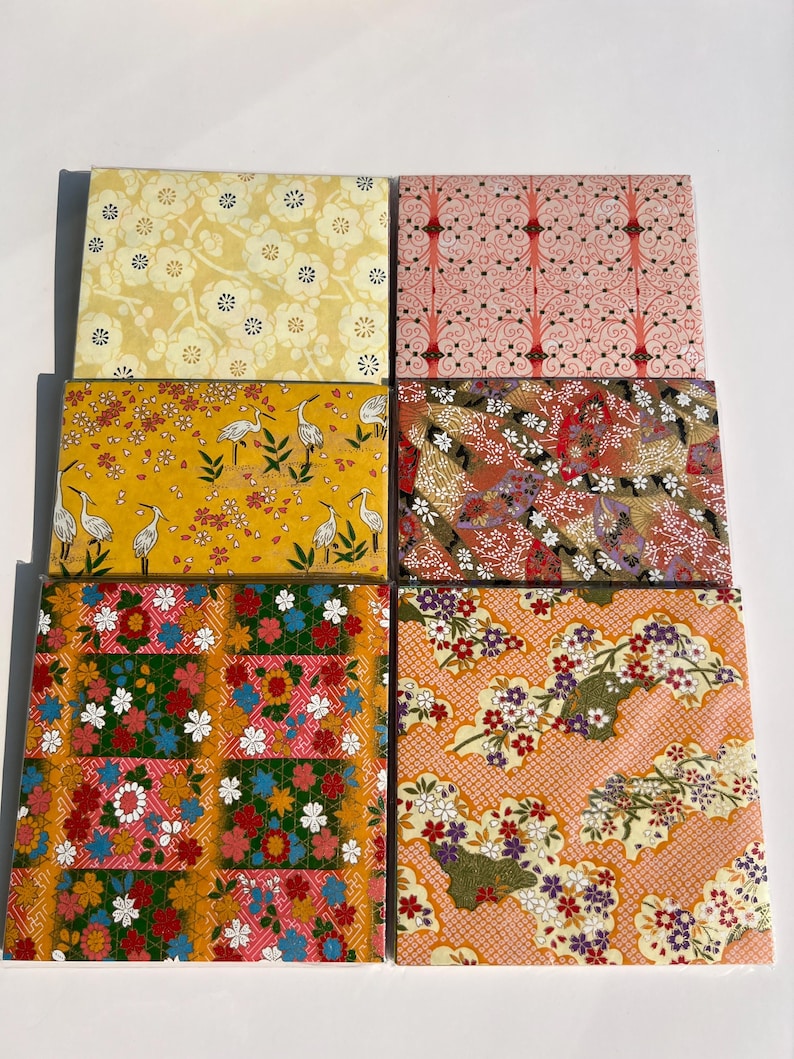 Papier origami Yuzen Chiyogami Washi : motifs assortis 6 x 6 po (40 feuilles) image 4
