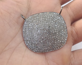 35x32mm Pave Diamond Necklace Connector 925 Silver Jewelry Connector Handmade Jewelry Findings Square Shape Charm