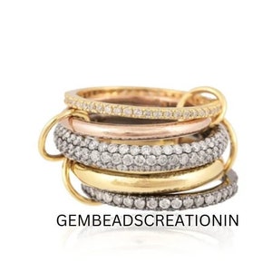 14k Solid Gold  Diamond Ring Multi Link Band Ring Interlocking Eternity Ring Anniversary Wedding Ring