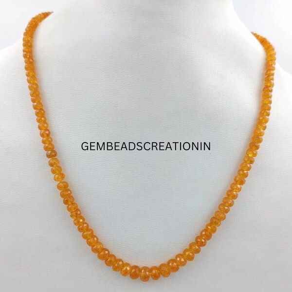 3.5-7.5mm Spessartite Garnet Beaded Necklace/Precious Necklace/Spessartite Mandarin Garnet/ Gift For Her/Handmade Gemstone Rondelle Beads