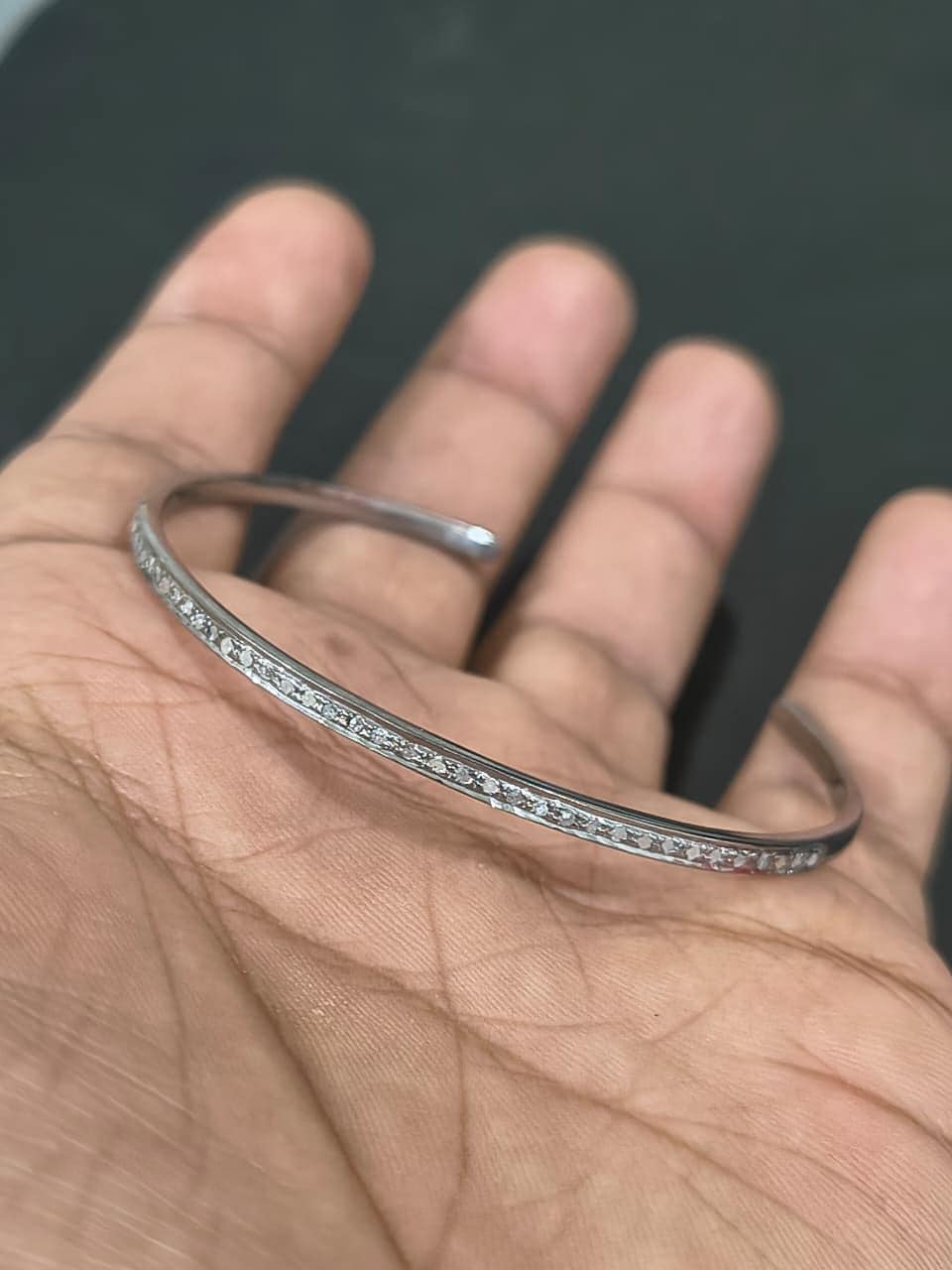 パヴェダイヤモンドカフブレスレット – 925スターリングシルバー 7