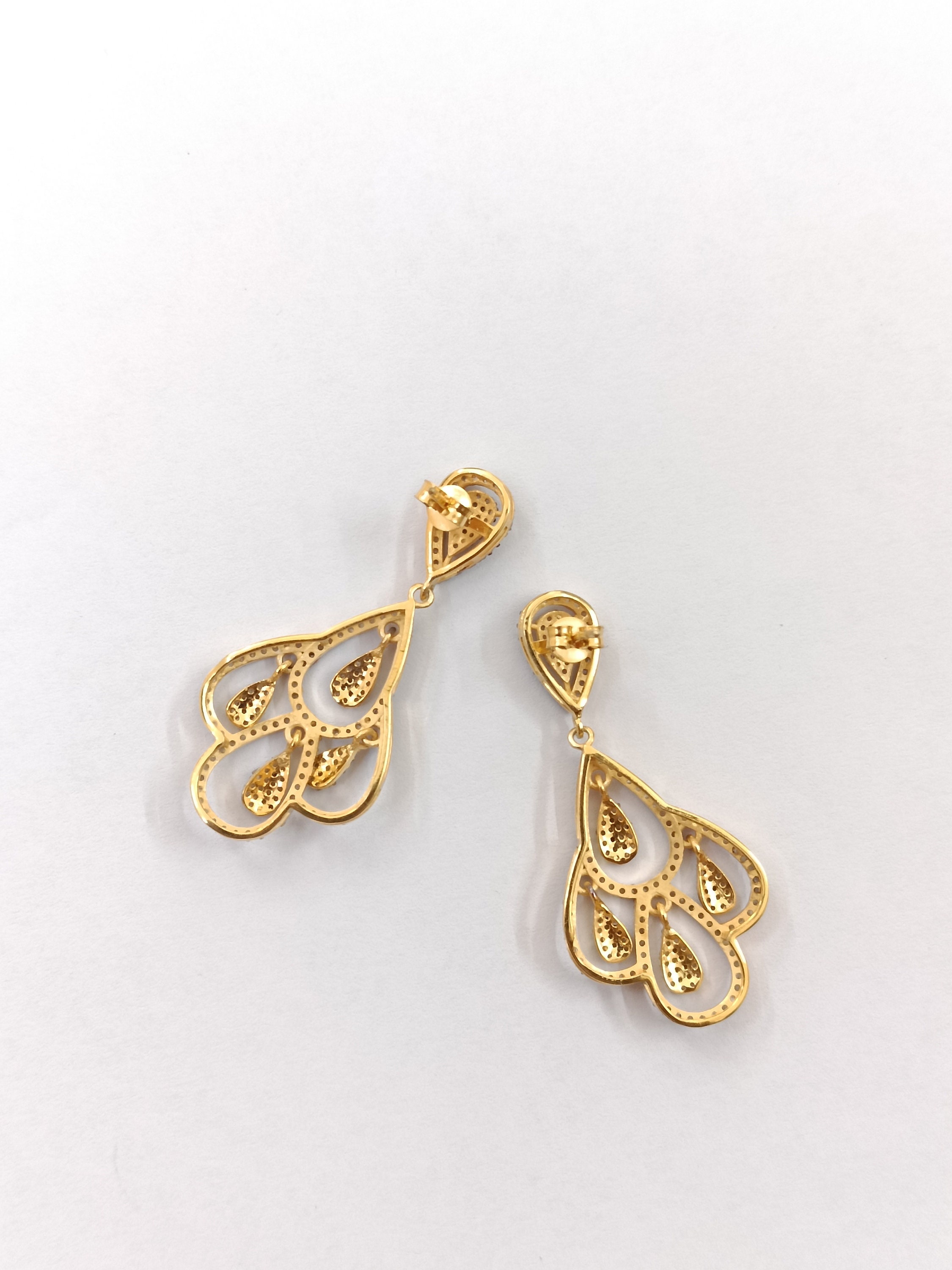 Boucles D'oreilles Pendantes Diamant Pavé - Argent 925 - 0.42 Carat - Fait Main En Inde