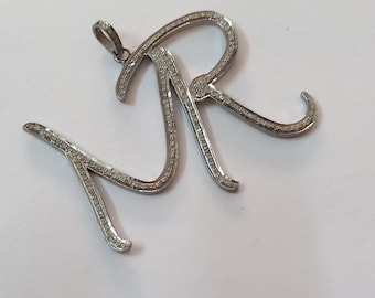 Pave Diamond Personalized Initial Pendant, Custom Initial Pendant, Personalized Letter Pendant, 40mm, Diamond Letter, Double Letter Pendant