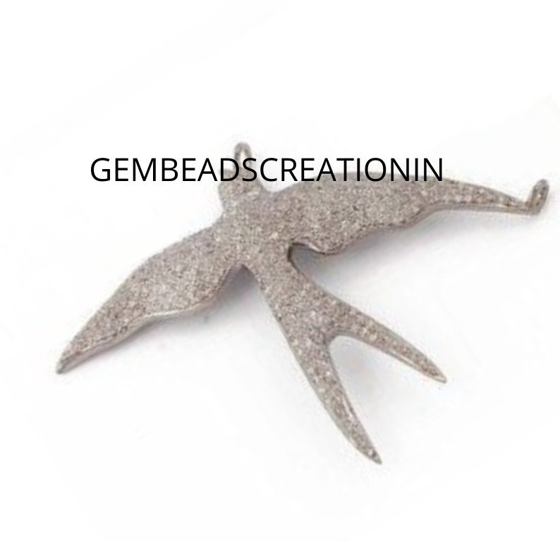 57x48mm Pave Diamond Swallow Flying Bird Pendant image 3